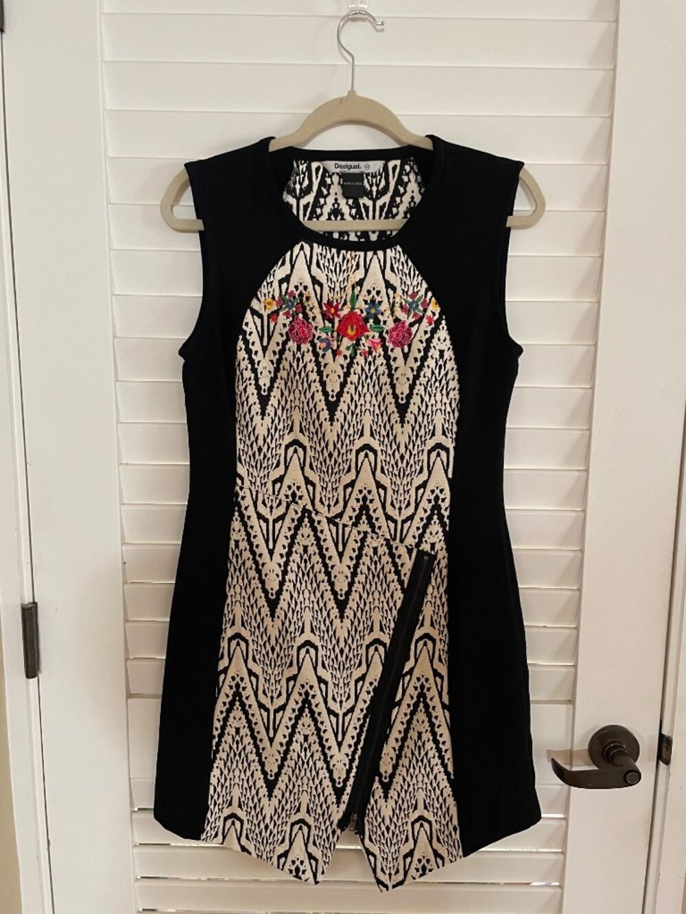 Desigual Black/White knit jacquard dress